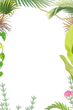 vektör karikatür yaz ormanı. yeşil çerçeve sanatı