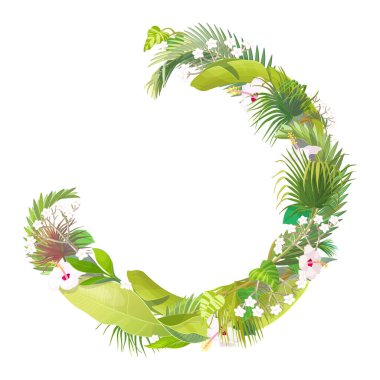 vektör çiçekleri beyaz üzerinde yarı daire çerçeve deseni