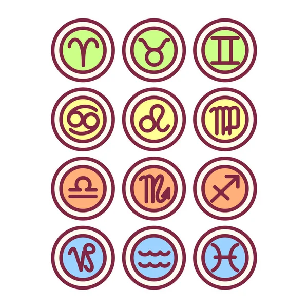 Vektor Niedlich Astrologie Horoskop Sternzeichen Icon Set — Stockvektor