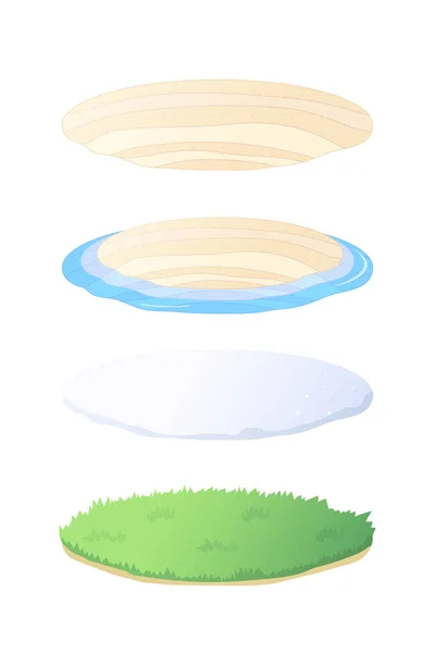 Vector Cartoon Grond Cliparts Zand Sneeuw Gras — Stockvector