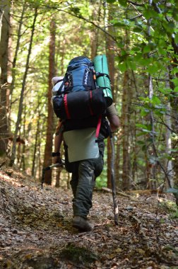 Uzun yürüyüşe çıkan kimse bir dağ iz devam ediyor