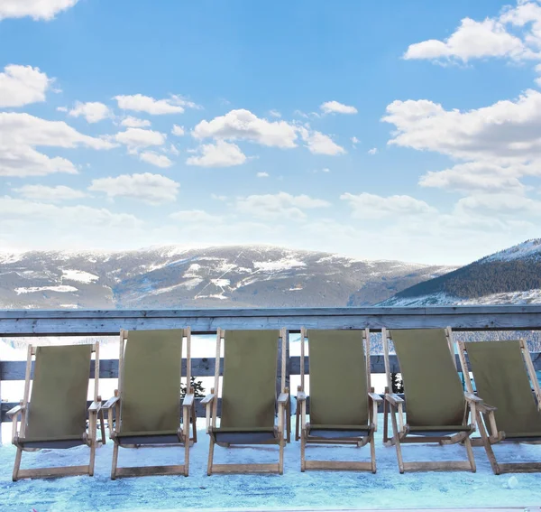 Chairs on the skiing resort — Stock Photo, Image