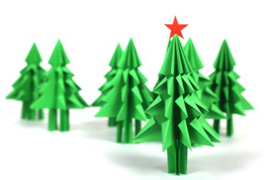 Origami Noel ağaçları
