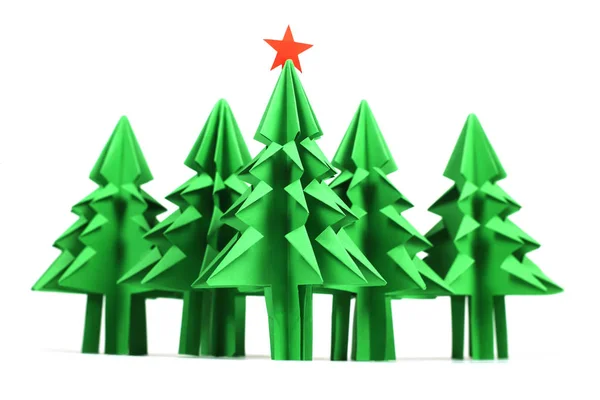 Origami alberi di Natale — Foto Stock