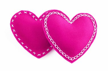 Pembe kumaş Sevgililer günü el yapımı Kalpler