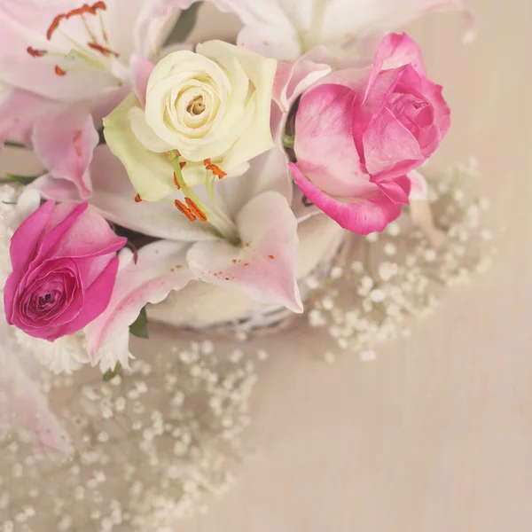 Flowers in basket — Stock Photo, Image