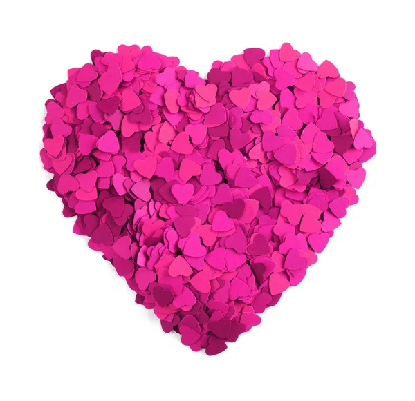 Frame made of paper hearts, isolated on white background, Valentines day concept — Stock Photo, Image