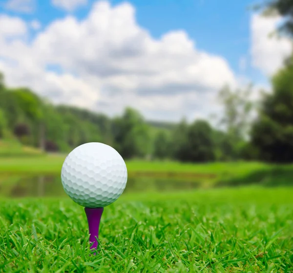 Golf ball op cursus — Stockfoto