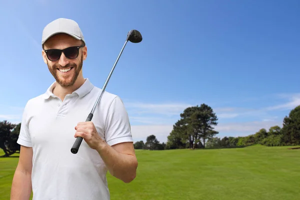 Golfista con club de golf — Foto de Stock