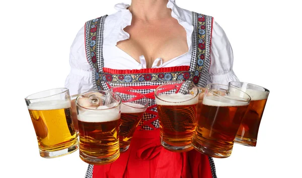 Oktoberfest žena s pivem — Stock fotografie