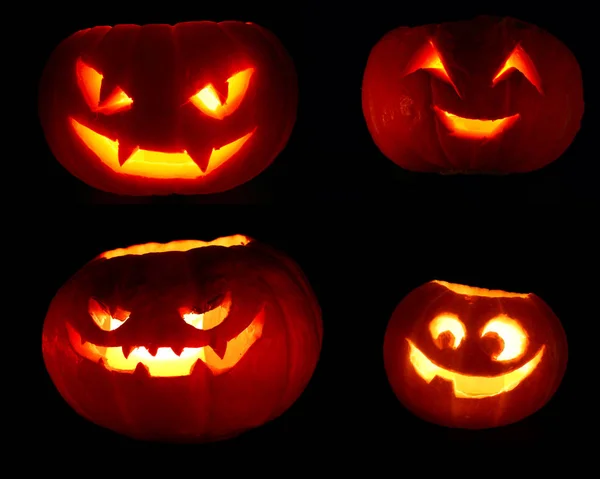 Набор Хэллоуинских тыкв на черном — стоковое фото