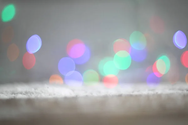 Bokeh lumières sur fond en bois — Photo