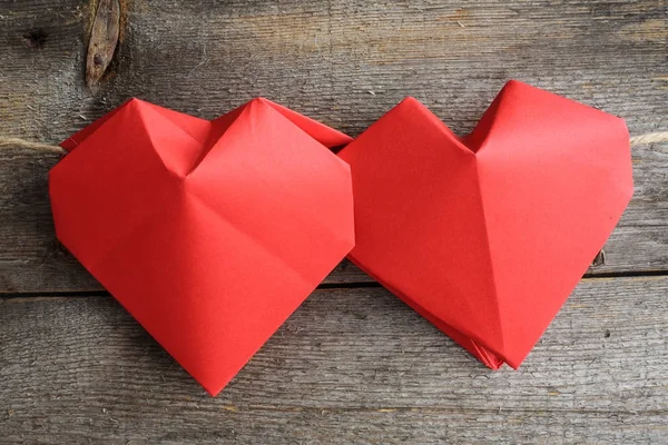 Corazones rojos de origami — Foto de Stock