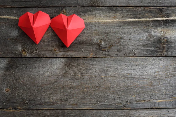 Rød origami hjerter - Stock-foto