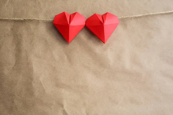 Corazones rojos de origami — Foto de Stock