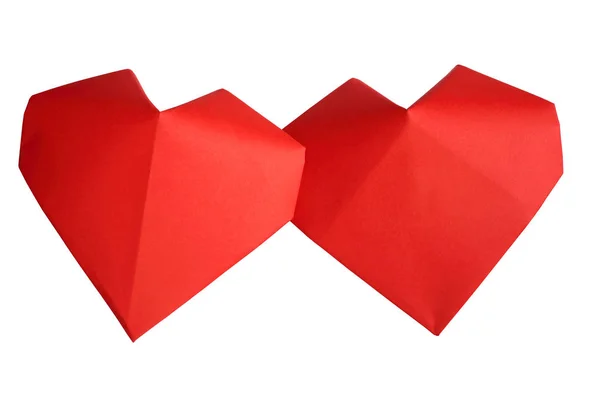 Corazones rojos de origami —  Fotos de Stock