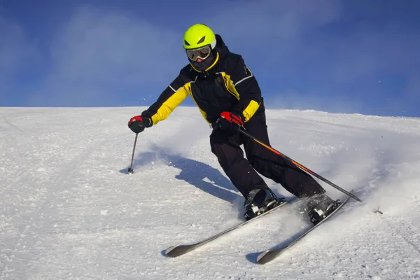 Skifahrer Beim Skifahren Hochgebirge Bolchoi Voudyavr Kirovsk Oblast Murmansk Russland — Stockfoto