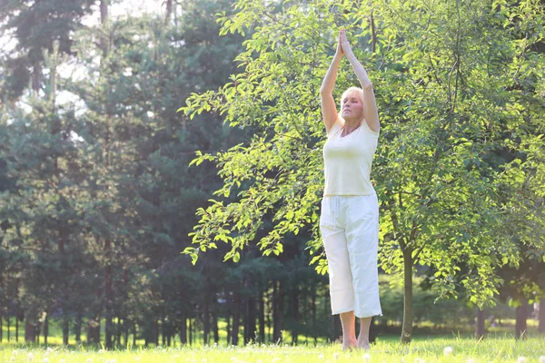 Yoga kvinnan i park — Stockfoto