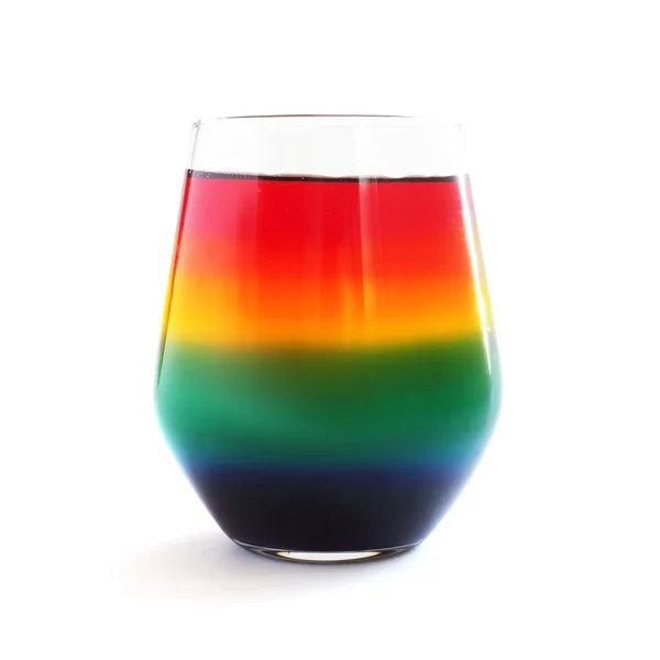 Rainbow Jello dessert in glass isolated — Stock Photo, Image