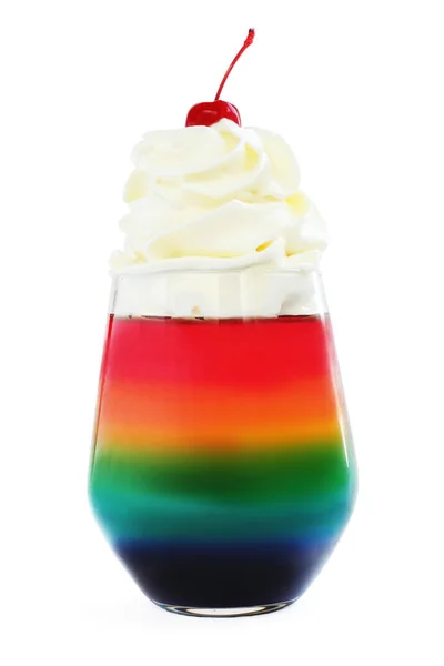 Rainbow Jello dessert med vispad grädde — Stockfoto