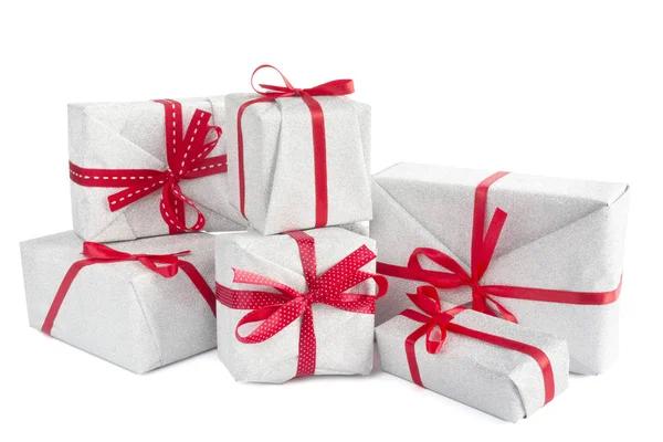 Heap of Christmas gifts isolated — Stock Photo, Image