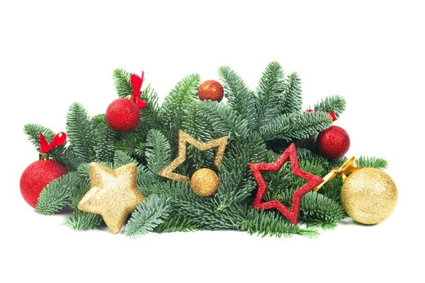 Árbol de Navidad y adornos en blanco — Foto de Stock