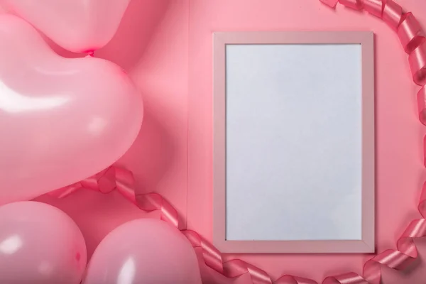 Valentine day balloons and frame — 스톡 사진