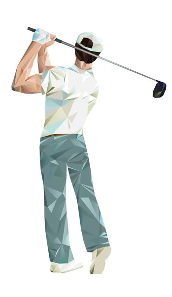 Vector Eps Ilustración Hombre Golfista Golf Swing Golf Tomando Una — Vector de stock
