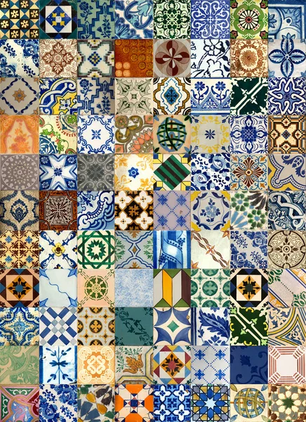 Collage of ceramic tiles from Portugal — Stock Photo, Image