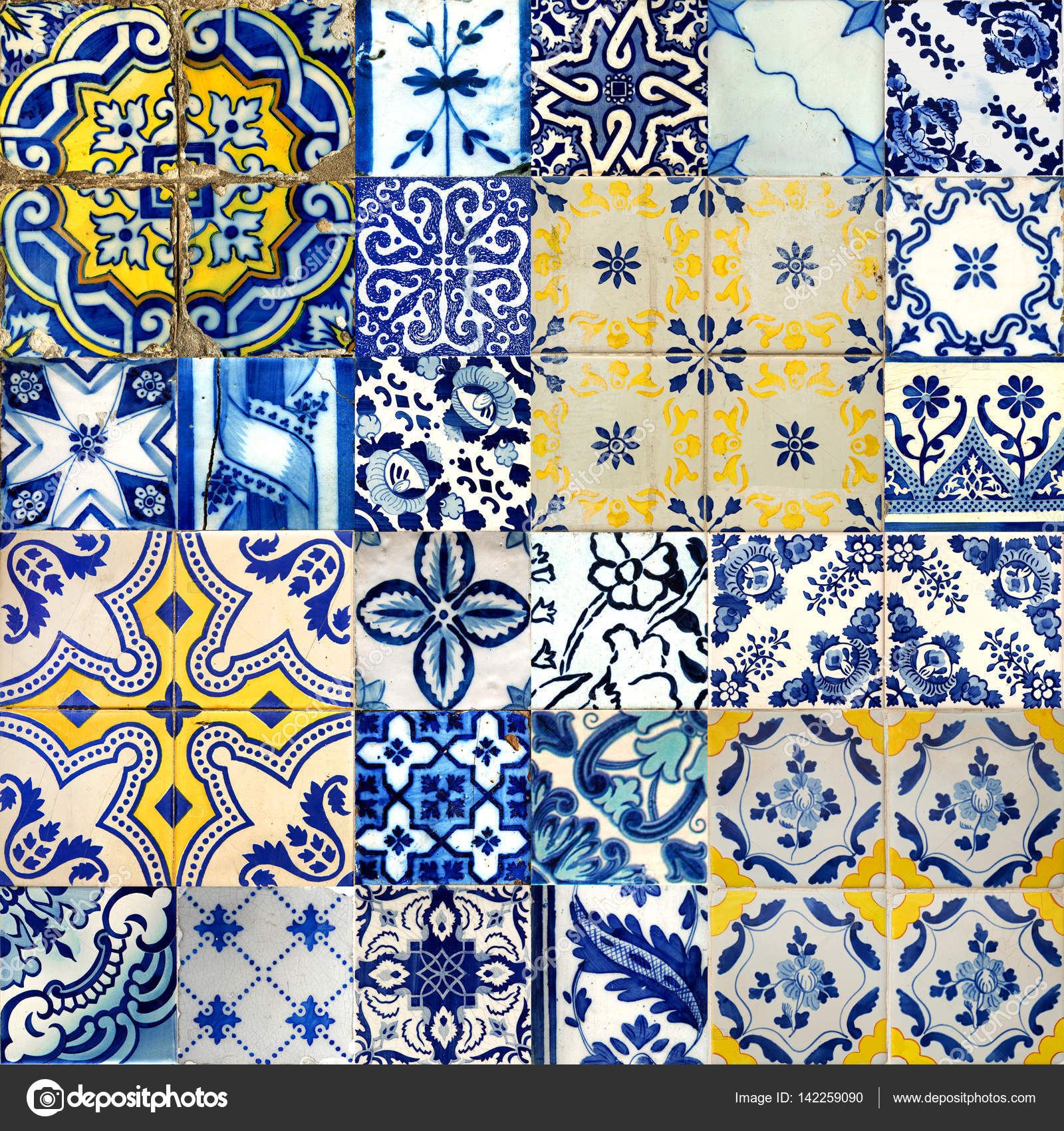 Collage of ceramic tiles from Portugal — Stock Photo © pinkcandy 142259090