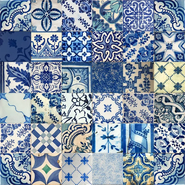 Collage di piastrelle di ceramica dal Portogallo — Foto Stock