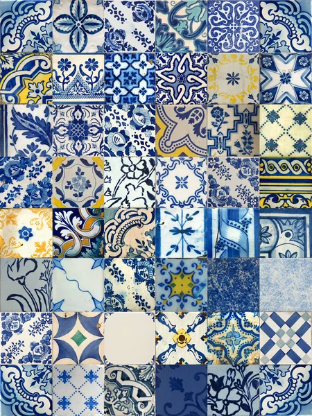 Collage of ceramic tiles from Portugal — Stock Photo, Image