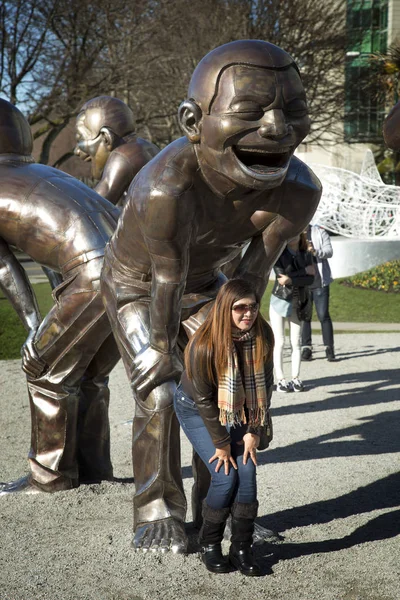 Lachen sculptuur in Vancouver — Stockfoto