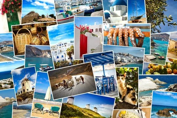 Collage pictures of Cyclades island in Greece — Stock Photo, Image