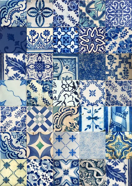 Koláž z keramických dlaždic z Portugalska — Stock fotografie