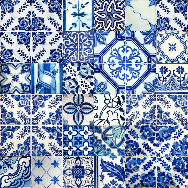 Azulejos padrão azul — Fotografia de Stock