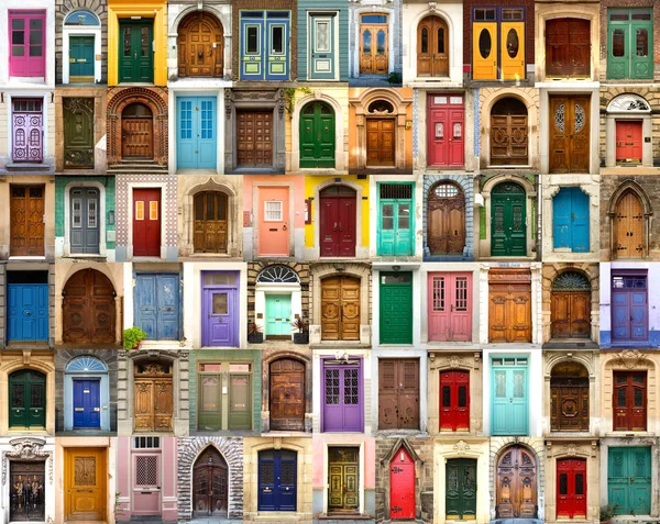 Collage of wooden doors — Stock Photo, Image