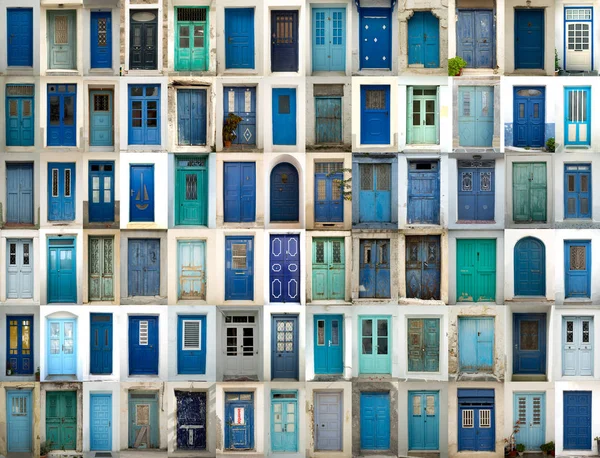 Collage de portes bleues — Photo