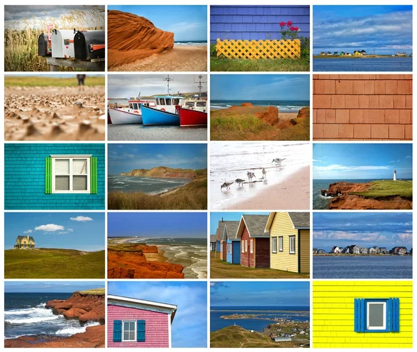 Collage van foto's van magdalen eiland in Canada — Stockfoto