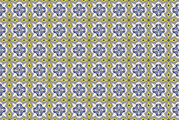 Colección de azulejos de patrones amarillo y azul —  Fotos de Stock