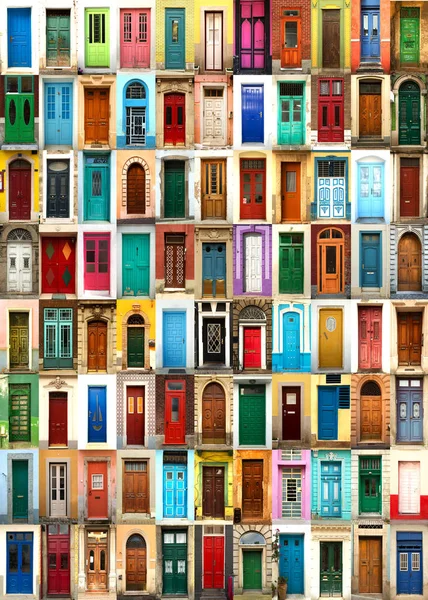 Collage of colorfull doors in vertical — Stock Photo, Image