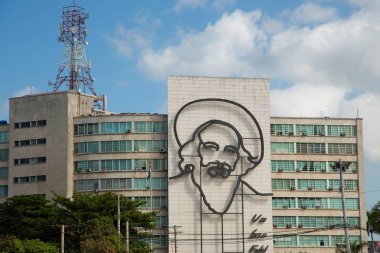Fidel Castro Küba 'da Havana' da bir binada.