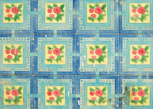 Coleção de azulejos de flores turquesa e rosa — Fotografia de Stock