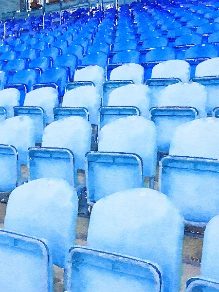 Watercolour of blue seat in a stadium — 스톡 사진