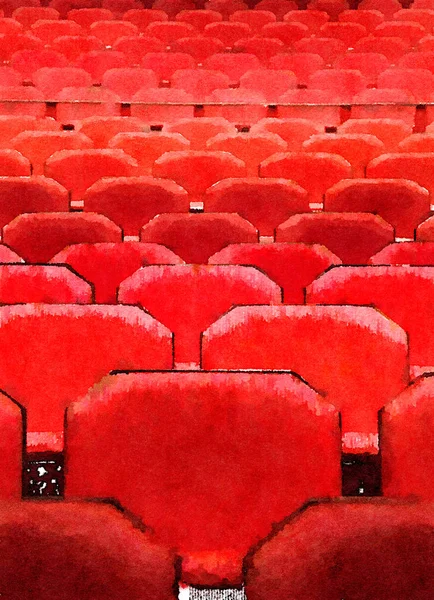 Akwarela czerwonego fotela w teatrze — Zdjęcie stockowe