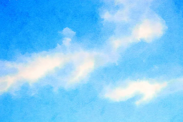 Akvarell, kék ég, a felhők — Stock Fotó