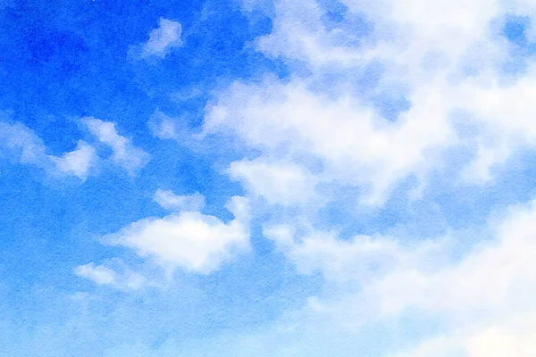 Acuarela cielo azul con nubes — Foto de Stock