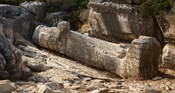 Half Finished Statue Know Kouros God Apollo Lying Supine Position — Stock Photo, Image