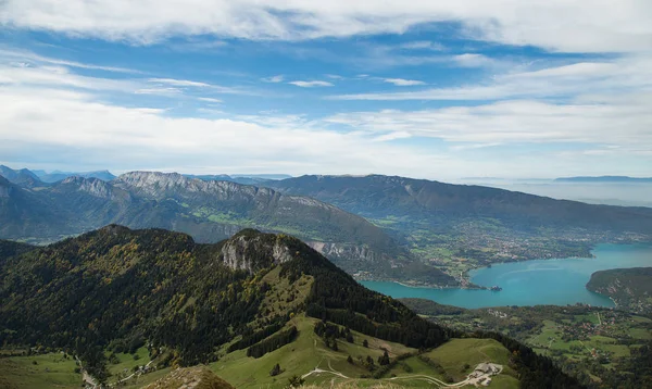Beautiful view of the French Alps and the lake in Annecy in France
