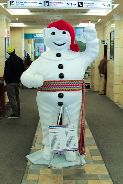 Quebec City Canada January Statue Bonhomme Carnaval Quebec City Mascot — Stock Photo, Image